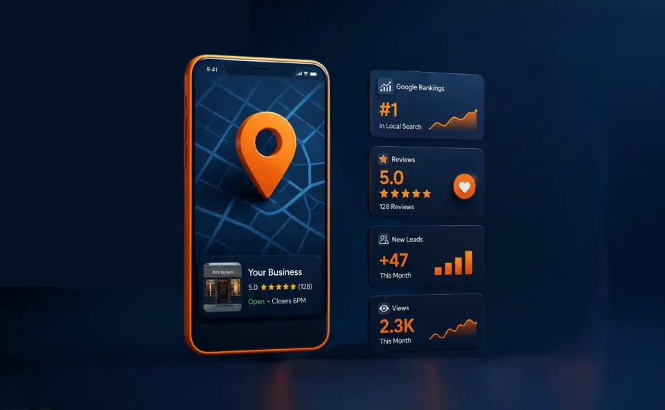 Phone showing a local map result with a location pin